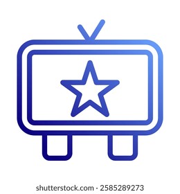 Retro Television Icon with Star Symbol Inside