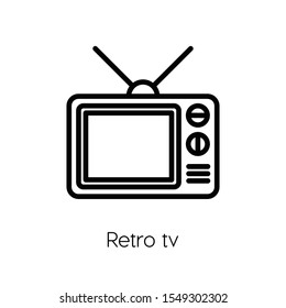 Retro television icon vector. Retro tv symbol. Linear style sign for mobile concept and web design. Retro television symbol illustration. Pixel vector graphics - Vector.