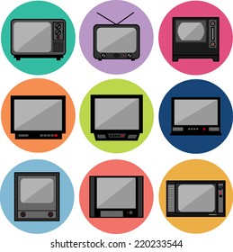 Retro Television Icons set.