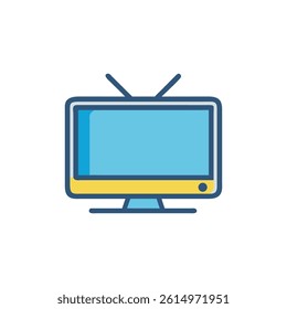 Retro Television Illustration with Antenna and Yellow Accent