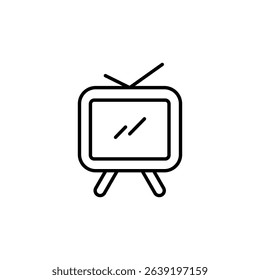 Retro Television Illustration With Antennae And A Simple Line Drawing