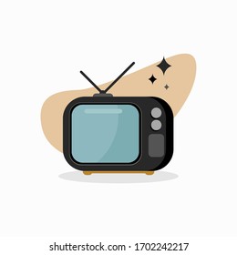 Retro Television Illustration with Black Color. Vintage TV - EPS 10 Vector