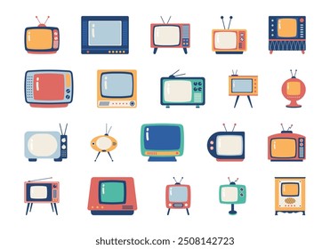 Retro-TV-Illustrationselement-Set