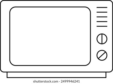 Retro television with knobs and dials, line art illustration.