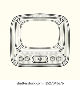 Retro Television in Line Art Version