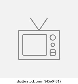 Retro television line icon for web, mobile and infographics. Vector dark grey icon isolated on light grey background.