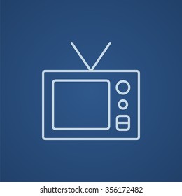 Icono de línea de televisión retro para web, móvil e infografía. Icono azul claro del vector aislado en fondo azul.