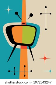 Retro Television Mid Century Modern Style Abstract Background