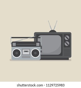 Retro television and radio. Vector illustration
