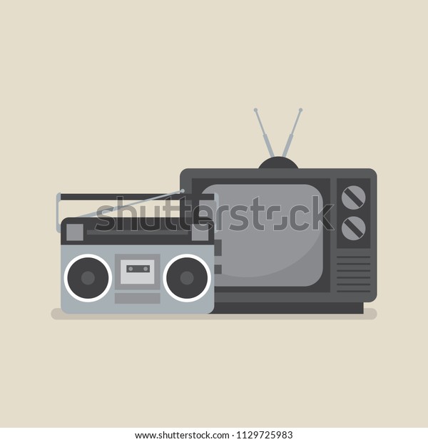 Retro\
television and radio. Vector\
illustration