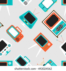 Retro television seamless pattern