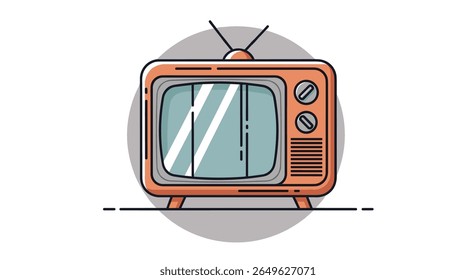Retro television set with antenna and knobs displaying a light blue screen illustration