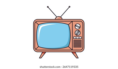 Conjunto de televisão retrô com botão de antena e botões na imagem de fundo branca isolada