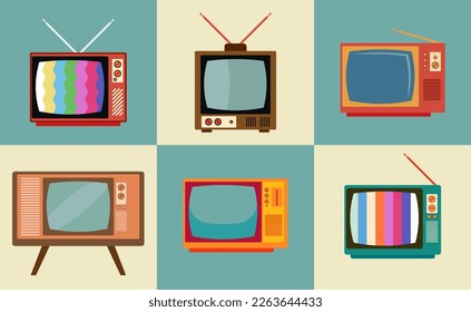 retro television set design. Vintage style. old television