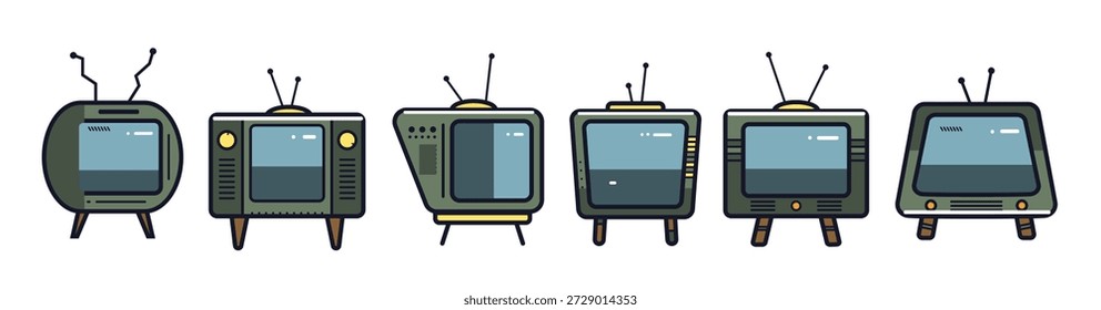 ilustração vetorial de conjunto de televisão retrô
