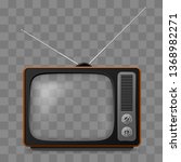 Retro Television Set Viewer Mock Up Isolate on Transparent Grid