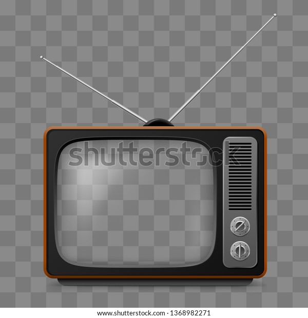 Retro Television Set Viewer Mock Up Isolate on
Transparent Grid
