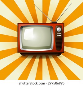 Retro television with starburst illustration