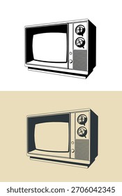 Ilustraciones vectoriales estilizadas de televisión retro