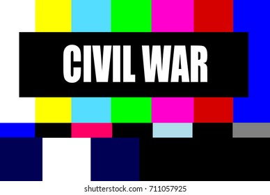 Retro television test pattern with civil war warning