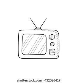 Retro television vector sketch icon isolated on background. Hand drawn Retro television icon. Retro television sketch icon for infographic, website or app.