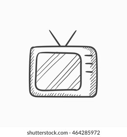 Retro television vector sketch icon isolated on background. Hand drawn Retro television icon. Retro television sketch icon for infographic, website or app.