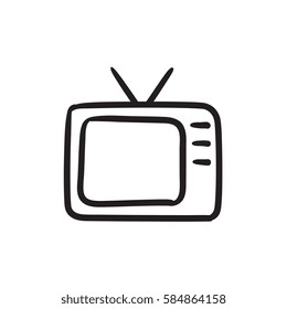 Retro television vector sketch icon isolated on background. Hand drawn Retro television icon. Retro television sketch icon for infographic, website or app.