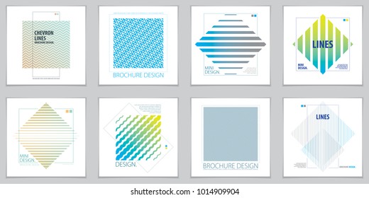Retro template for banners, advertising, posters and brochures. Abstract stripped line geometric vector backgrounds set. Future geometric design templates.