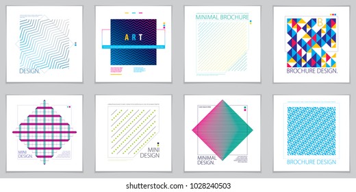 Retro template for banners, advertising, posters and brochures. Abstract stripped line geometric vector backgrounds set. Future geometric design templates.
