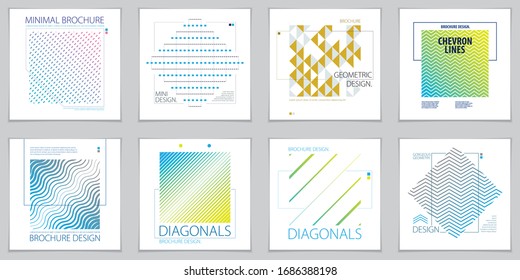 Retro template for banners, advertising, posters and brochures. Abstract stripped line geometric vector backgrounds set. Future geometric design templates.