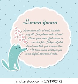 Retro template frame with wolf, vector illustration