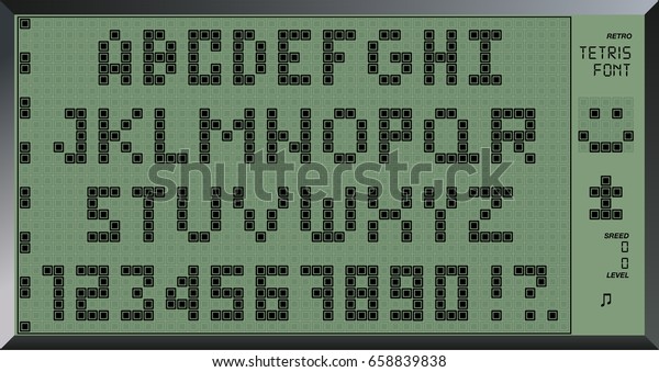 レトロな4文字のフォント 8ビットの文字と数字 古いピクセルゲーム