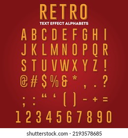 Retro text 3d effect alphabets characters typography