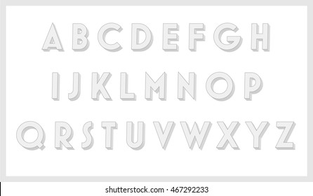 Retro text 3D font set. Alphabet on white background isolate