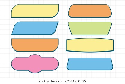 Retro Text Box Label Aesthetic Decorative Element Shape Set