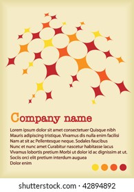 Retro text brochure with red and orange squares