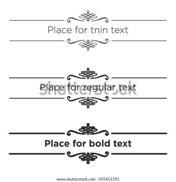 Retro text\
dividers set. Vintage border elements. Different size of stroke for\
thin, regular and bold\
text.