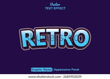 retro text effect with 3d style blue color with blue color background.