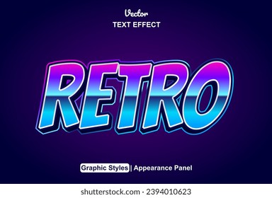 Retro text effect with blue graphic style and editable.