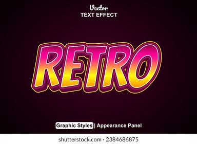 Retro text effect with pink graphic style and editable.