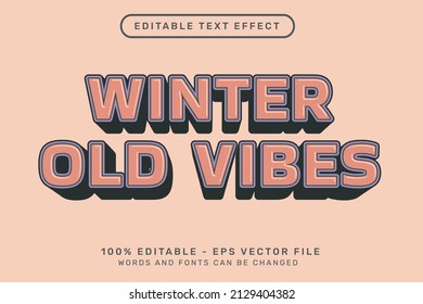 Retro Text Effect Winter Old Vibes, 3d Text Effect And Editable Text Effect