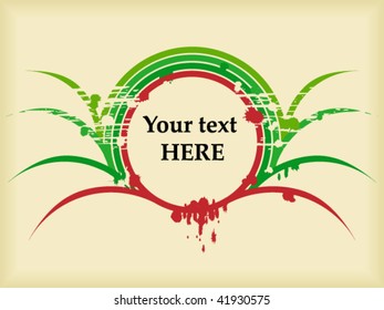 Retro text pattern with green and red lines