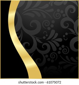 Retro textile background with gold frame in vintage style
