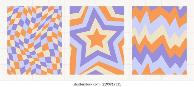 Retro textile backgrounds. Set of seamless patterns, colored background. Modern geometric textures. 90s 80s 70s. Set of abstract vintage template. Trendy design