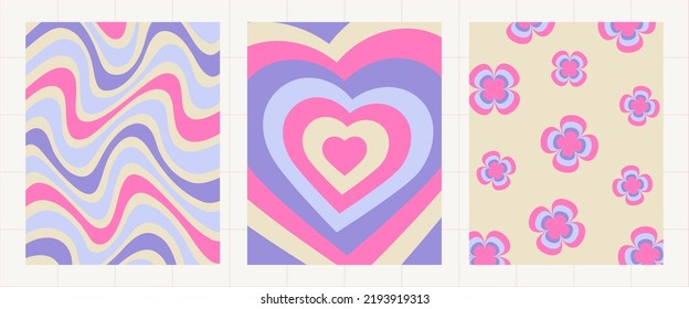 Retro textile backgrounds. Set of seamless patterns, colored background. Modern geometric textures. 90s 80s 70s. Set of abstract vintage template. Trendy design
