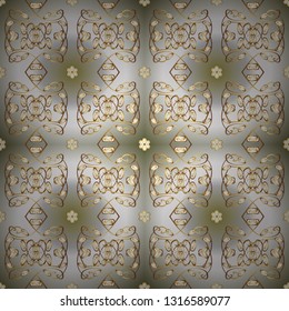 Retro textile collection. Vector illustration. Simple Christmas seamless pattern with geometric motifs. Snowflakes with different ornaments. Elements with gray and neutral colors.