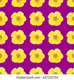 Retro textile design collection. 1950s-1960s motifs. Abstract seamless vector pattern with hand drawn floral elements. Silk scarf with cosmos flowers on a purple background. Autumn colors.