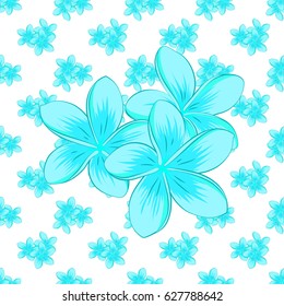Retro textile design collection. Silk scarf with cosmos flowers on a white background. 1950s-1960s motifs. Abstract seamless vector pattern with hand drawn floral elements. Autumn colors.