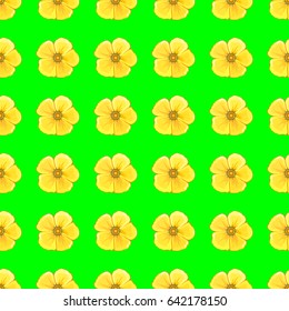 Retro textile design collection. Silk scarf with cosmos flowers on a green background. Abstract seamless vector pattern with hand drawn floral elements. Autumn colors. 1950s-1960s motifs.