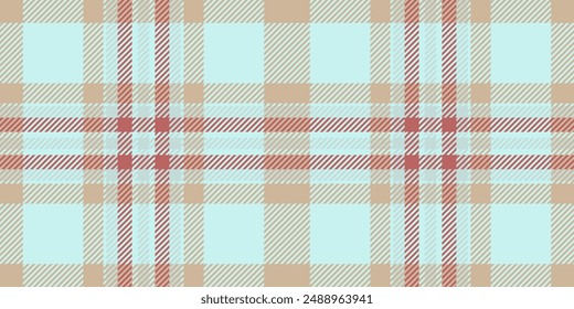 Retro textile seamless background, graceful check tartan texture. Woman vector plaid pattern fabric in light and red colors palette.